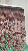 18 inch Russian single donor virgin curly mid brown hair tail