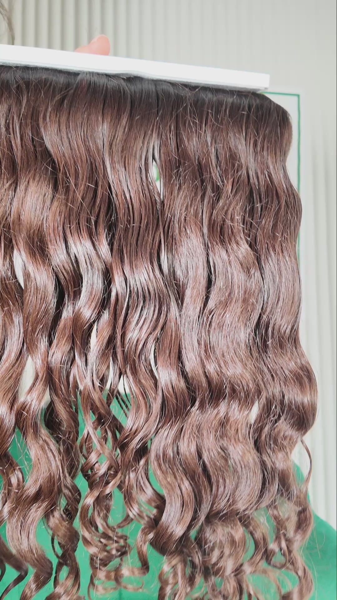 18 inch Russian single donor virgin curly mid brown hair tail