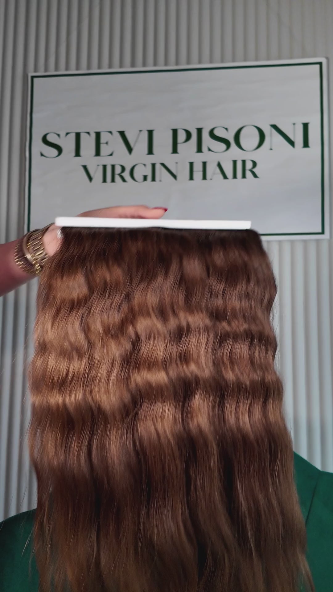 24 inch Russian single donor virgin chestnut brown hair tail, video