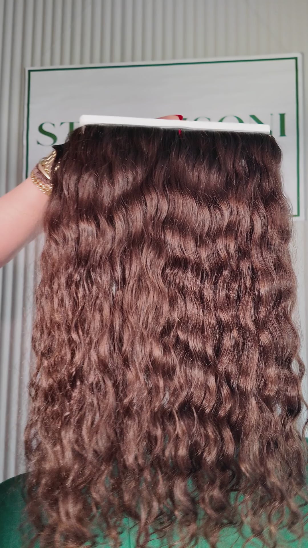 24 inch Russian single donor virgin chestnut brown hair tail, video
