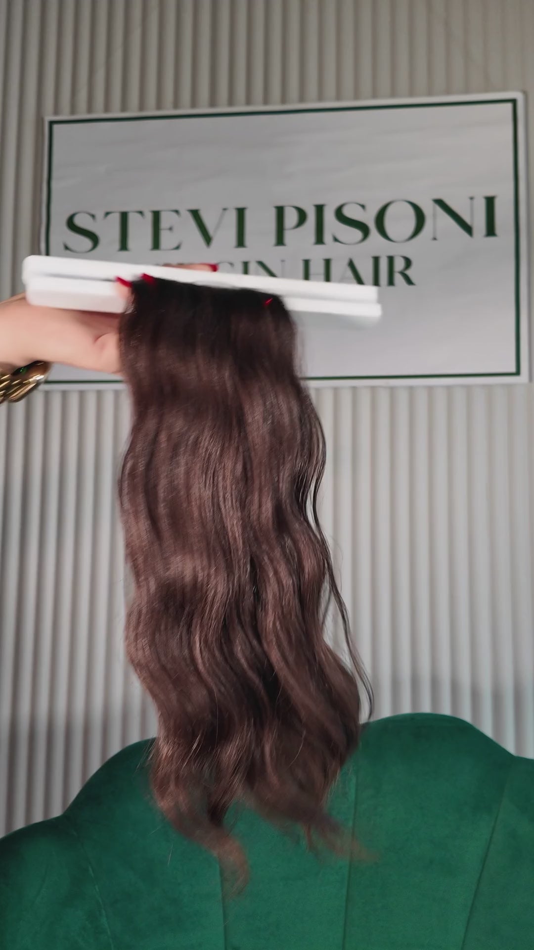 18 inch Russian single donor virgin dark brown hair tail, video