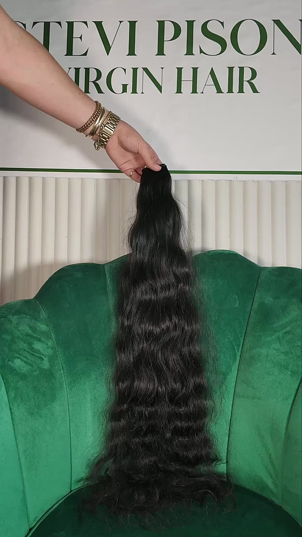 27 inch Russian single donor black virgin wavy hair tail, video